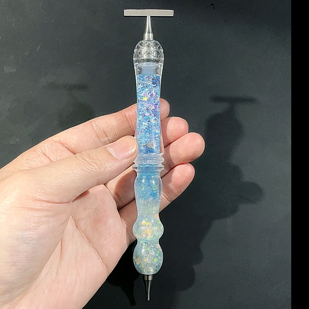 HOMFUN Glänzender Quicksand-Diamantmalstift, Farbiges Stickerei-Nadelstift-Werkzeug, Metall-Schraubgewinde-Spitzen Zubehör