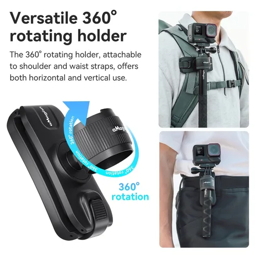 Imagen 2 del producto AMagisn-percha para palo de Selfie para cámara de acción Insta360/DJI/GoPro, soporte manos libres, mochila, accesorio de soporte de liberación rápida