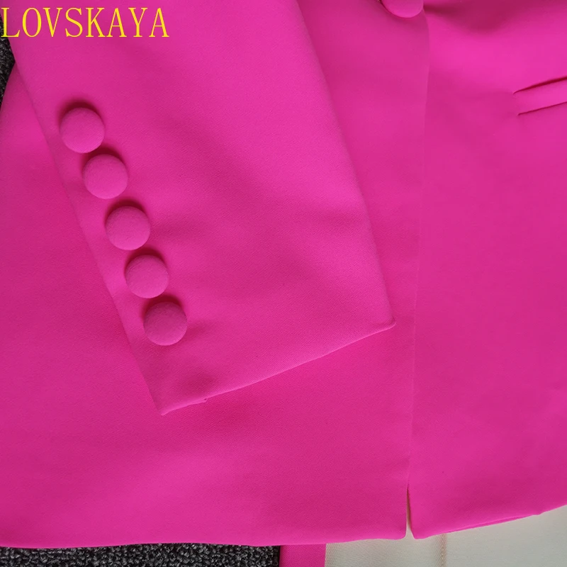 Suit Pants Set, Two-piece Office Women\'s Color Matching Business Single Button Open Front Pants, Formal Suit Pants Set