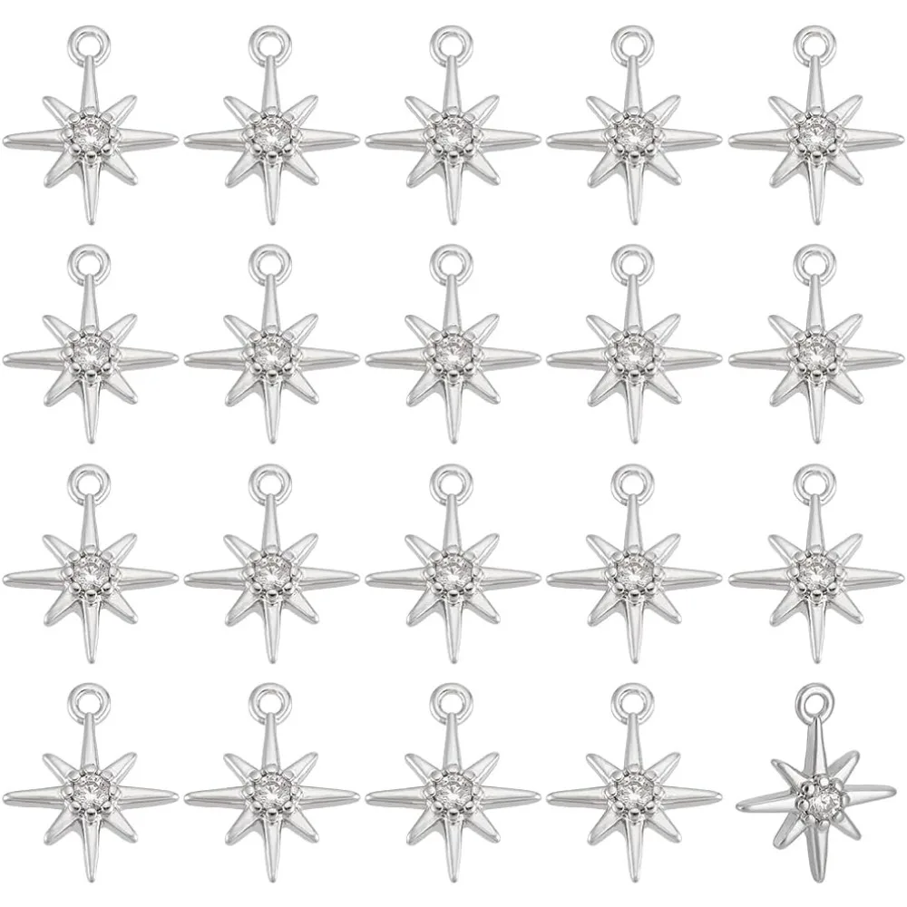 

30Pcs Real /Clear Cubic Zirconia Pendant Star Brass Charms Pendant for Bracelet Necklace Jewelry Making