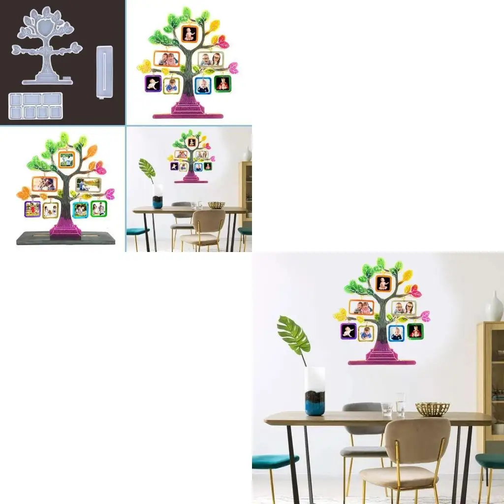 Photo Frame Tree Hanging Pendant Epoxy Resin Mold Desktop Decorations Silicone Mould DIY Craft Ornaments Casting Mold