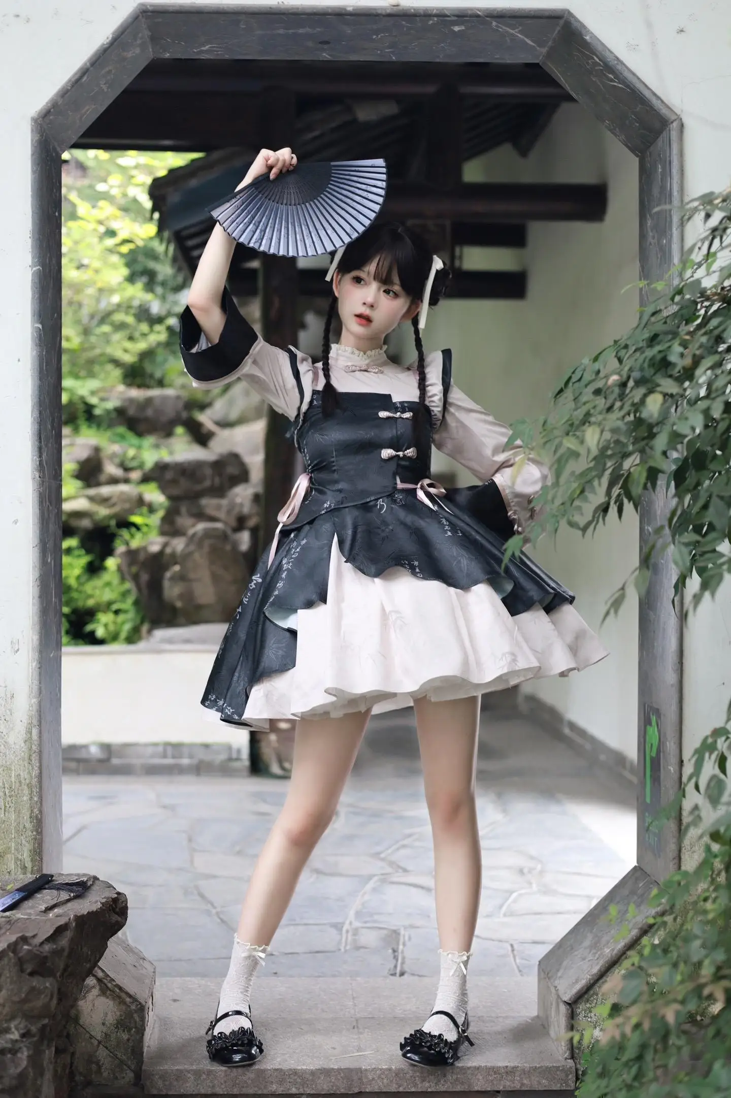 

New Black Dress Cute National Style Pettiskirt