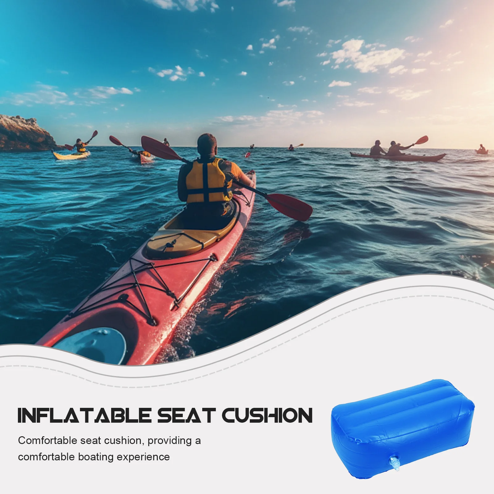 

Ergonomic Inflatable Cushion Breathable Padded Kayak Seat Water Rafting Accessory for Outdoor Activities Boat Cushions Flotation