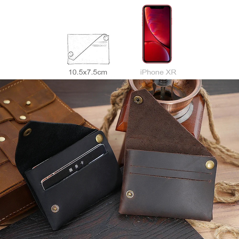 Moterm 100% Genuine leather Vintage Crazy Horse Leather ID card holder Retro business card holder Male Coin purses wallets