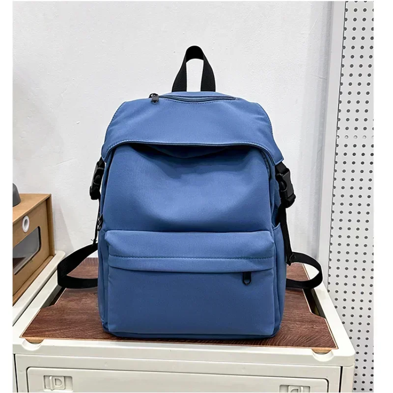 Solide lässige Reiß verschluss Nylon Damen Rucksack 2024 neue modische Unisex Schult asche vielseitige Schüler Rucksack Bolso de Mujer