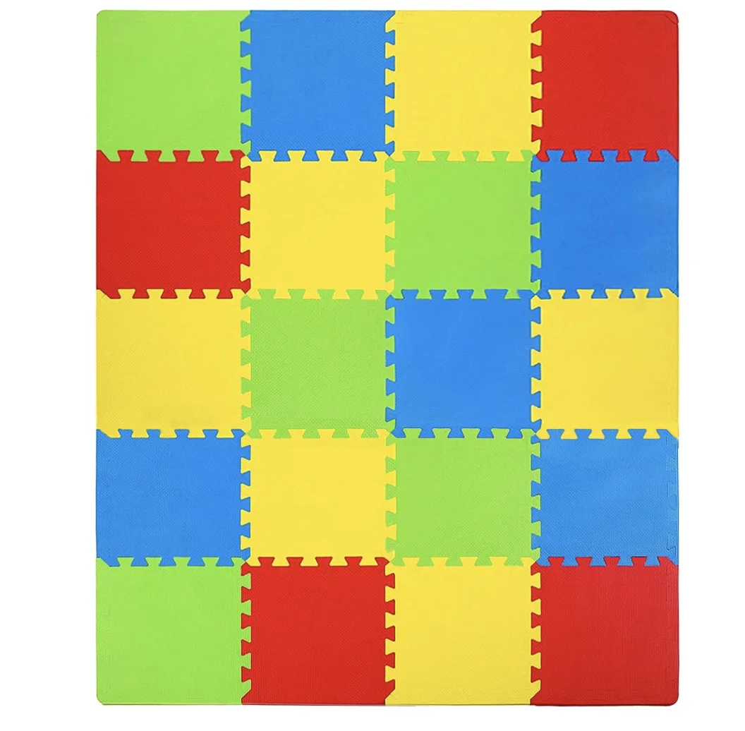 Kids Puzzle Play Mats, 20pcs Extra Large Colorful Foam Flooring Tiles, Interlocking Floor Mats with Borders for ChildrenCrawling