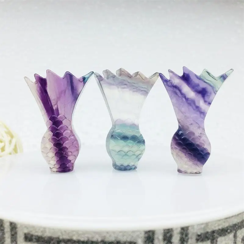 3pcs Rainbow Fluorite Mermaid Tail rainbow Charms Pendants Handmade Hanging Decoration Findings Jewelry Making Accessories