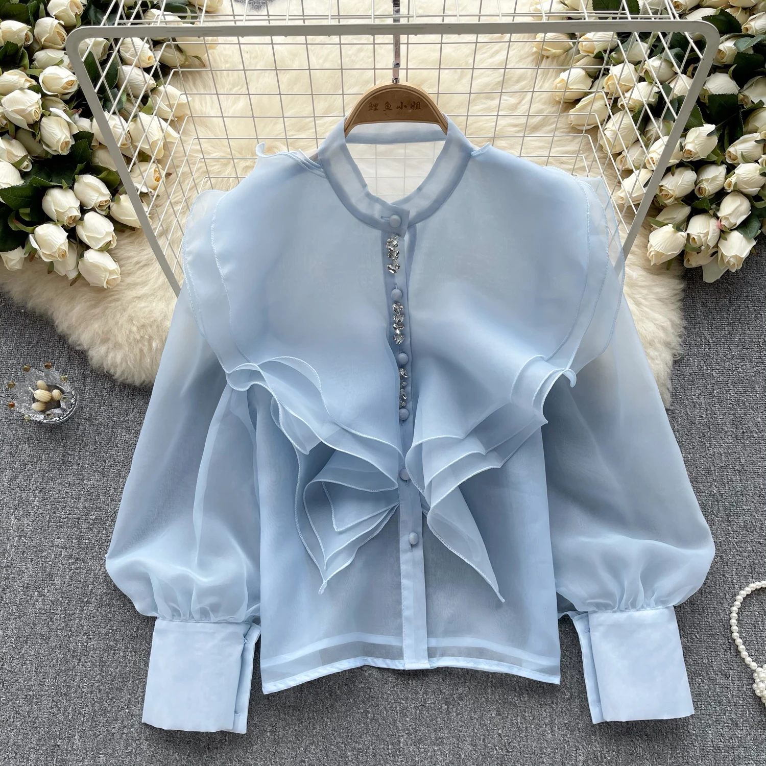 Women Chic Ruffle Pleated Long Sleeve Tank Top Slim Basic Sexy Korean Fashion O Neck Long Sleeve Top Summer Women Blouse