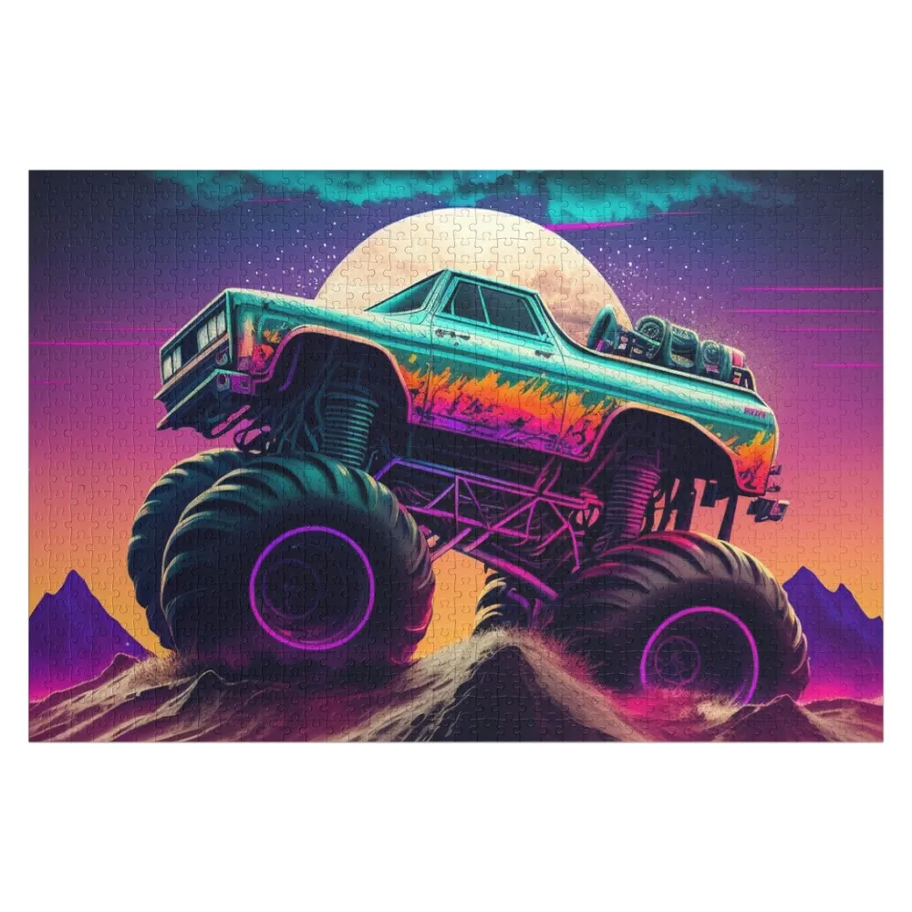 

Synthwave Monster Truck Jigsaw Puzzle Photo Personalized Gifts Jigsaw Pieces Adults Puzzle