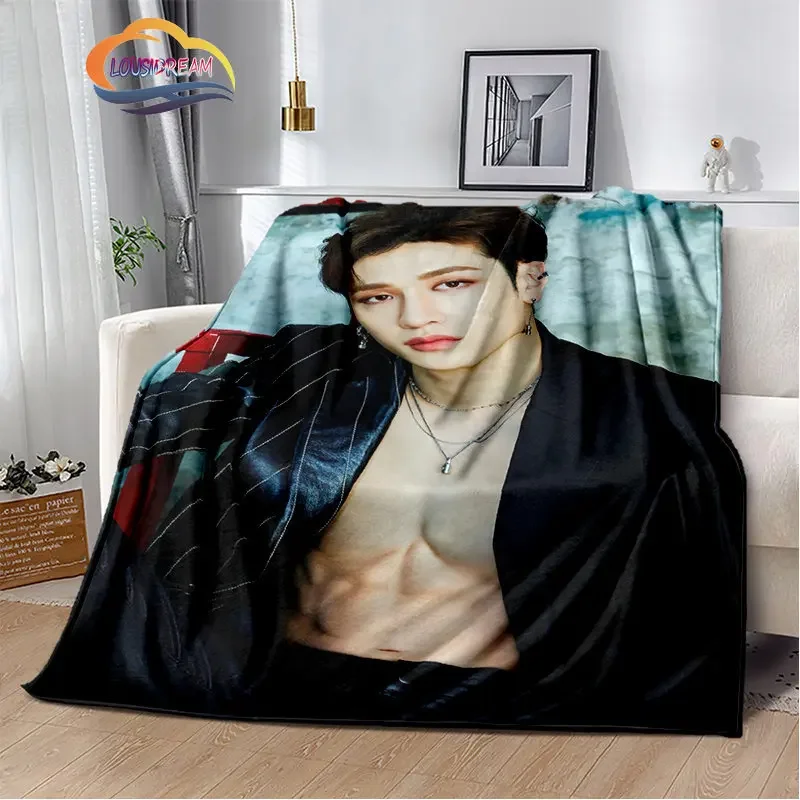 3D New KPOP Boys Flannel Blanket Bang chan Throw s for Sofa Bed Stray Kids Warm Portable Fan Gift Travel