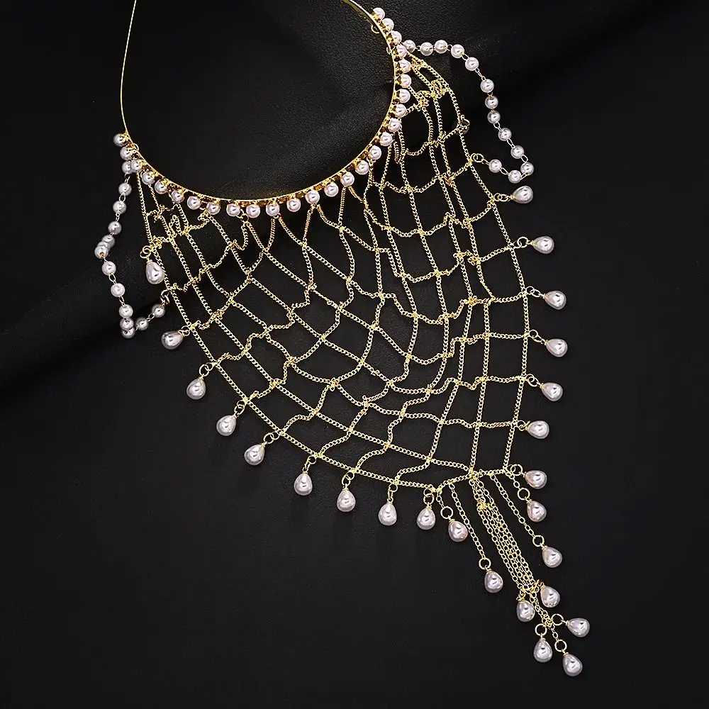 Handmade Pearl Hair Chain Layered Draped Chain Head Jewelry Comfortable To Wear Elegant Bridal Head Accessories Festival