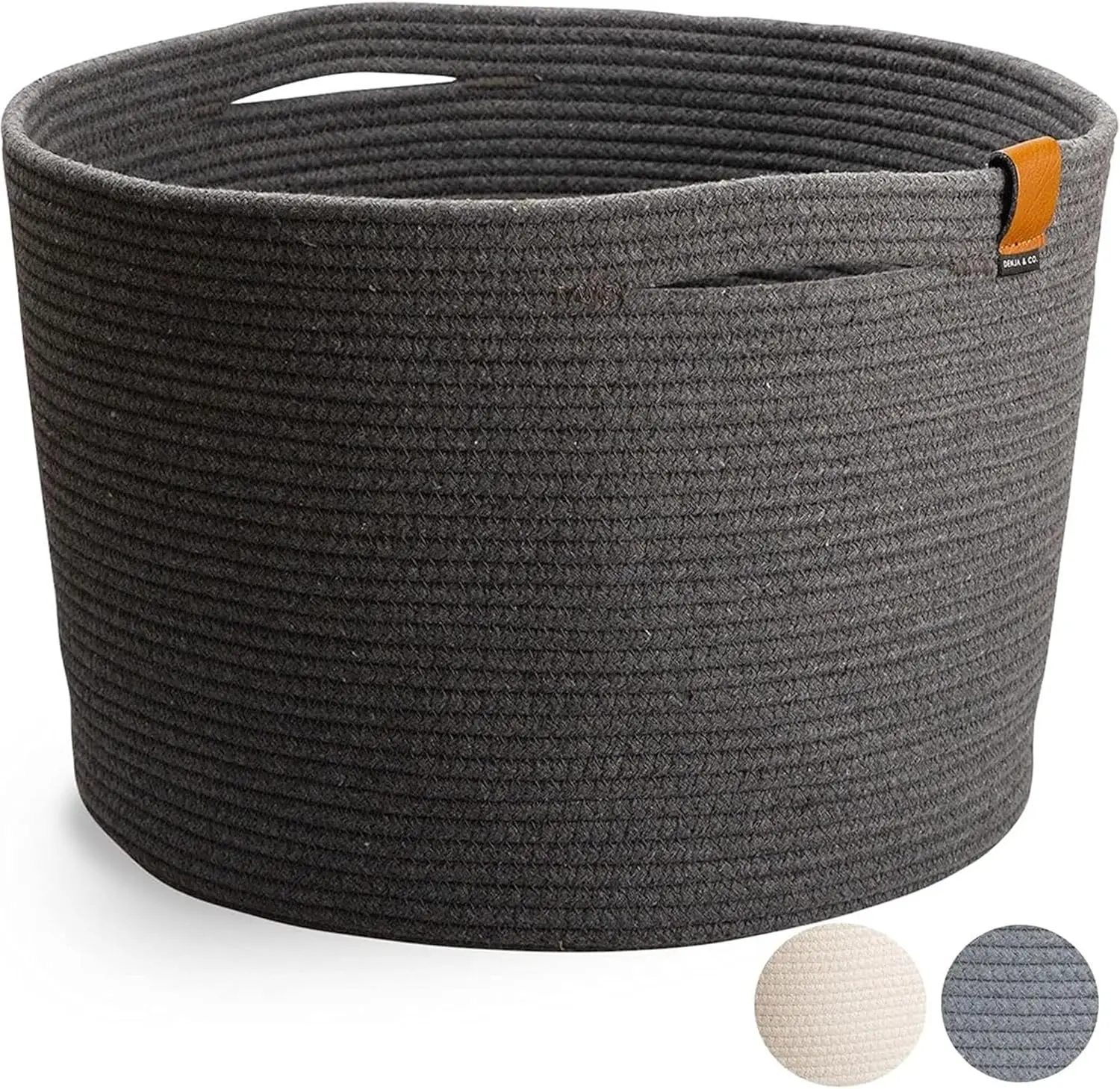 

Extra Large Cotton Rope Storage Basket for Blankets, Pillows, Toys - Charcoal Gray (21" x 13.8")