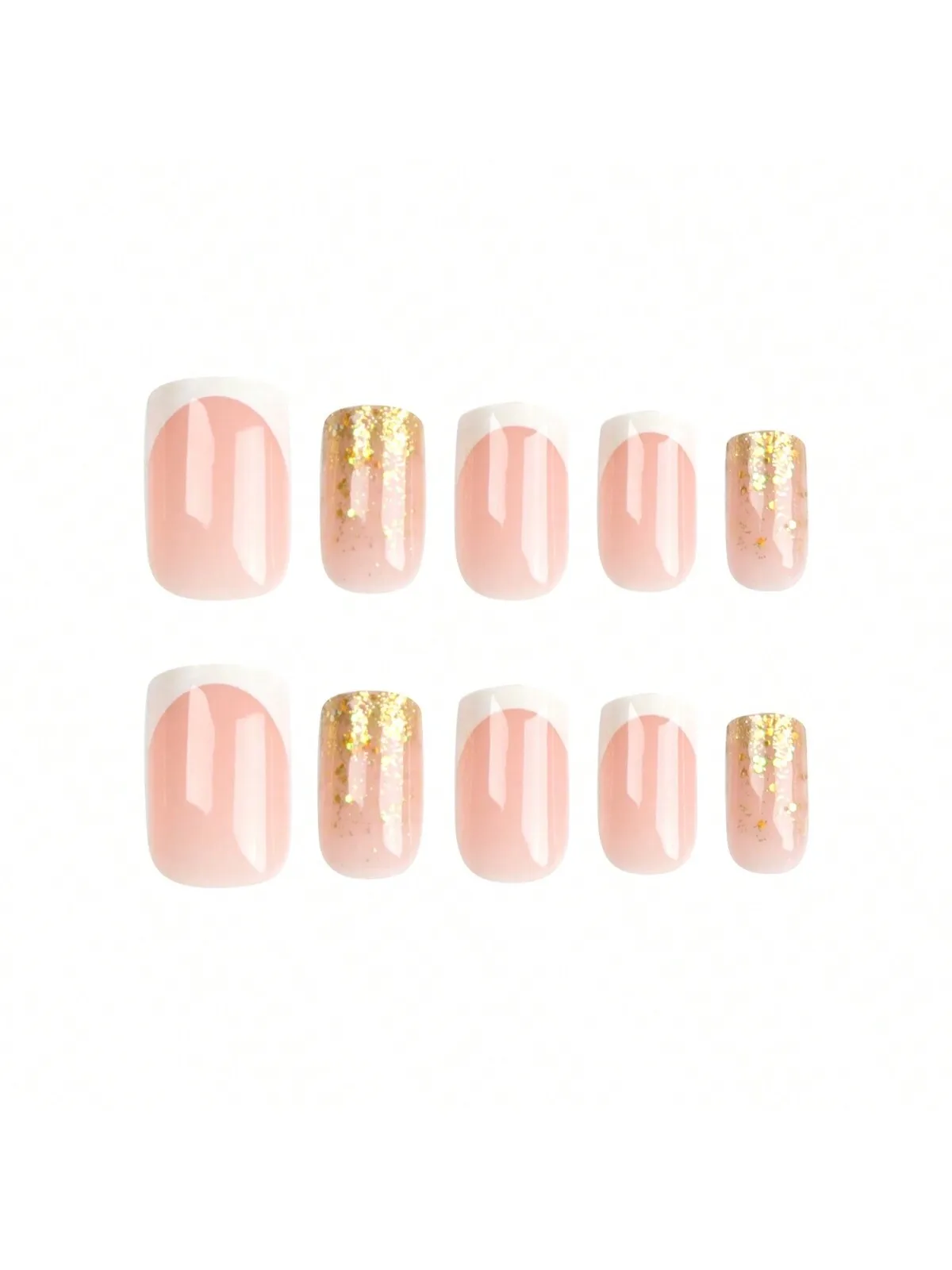 Black Friday y2k 24pcs hand-worn nail nail Patch with Almond A French Wave gold powder Mosaic nail patch