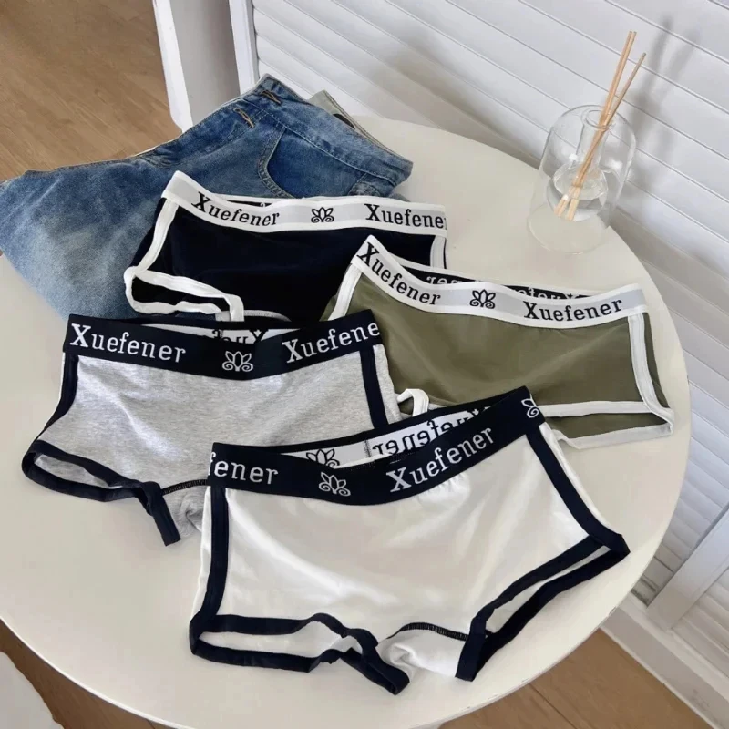 Women Cotton Boxers Shorts Letter Print Underpants Sports Fitness Boxers Briefs Comfortable Panties Hip-Up Female Lingerie