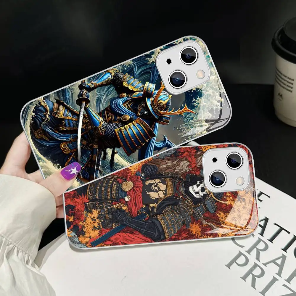 Japan Ukiyo-e Samurai Sea Wave For IPhone 14 13 12 Mini 11 Pro XS Max X XR 14 Plus Tempered Glass Cover