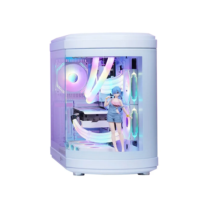 2025 Top-Sales High-End-PC-Gehäuse mit C-Typ-Anschluss, gebogenes ATX MATX ITX Gaming-Computergehäuse, kompatibel mit 400 mm Grafikkarte Ansicht 2