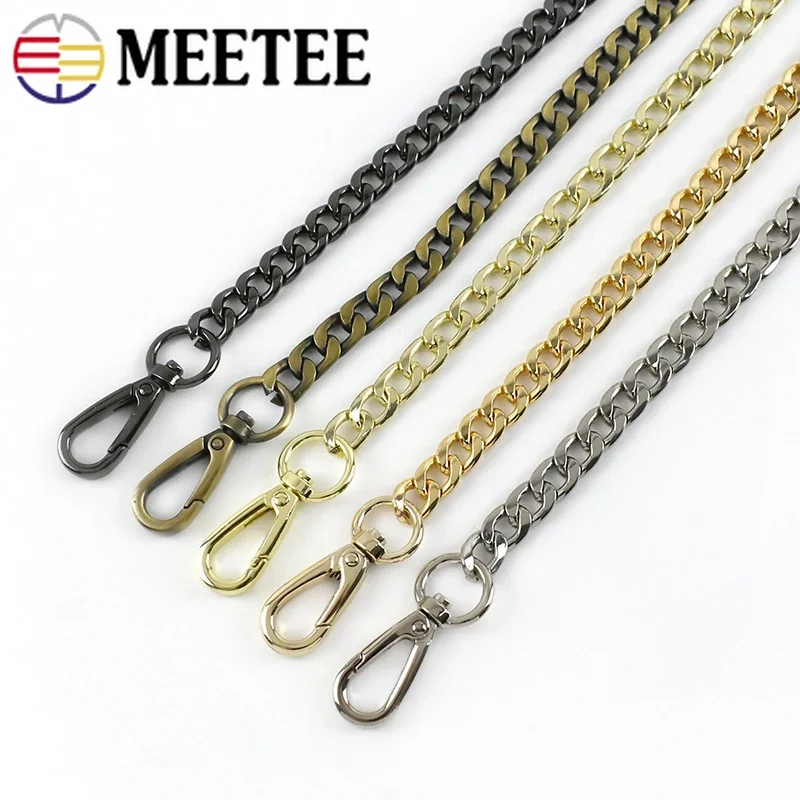 Meetee 60/100/110/120cm Handbag Metal Bag Chains with Buckles DIY Luggage Replacement Shoulder Straps Hardware Parts Accessories