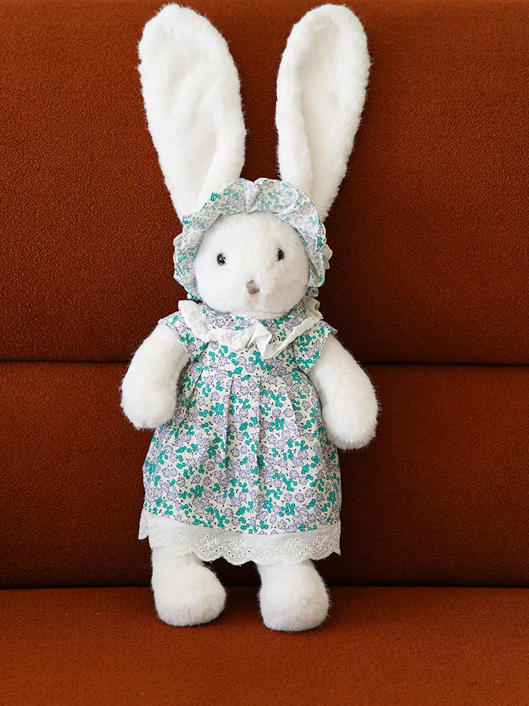 

42cm Floral Dress Bunny Toys High Quality Stuffed Animals Company Doll Soft Rabbit Plush Home Decor Girl Birthday Gifts