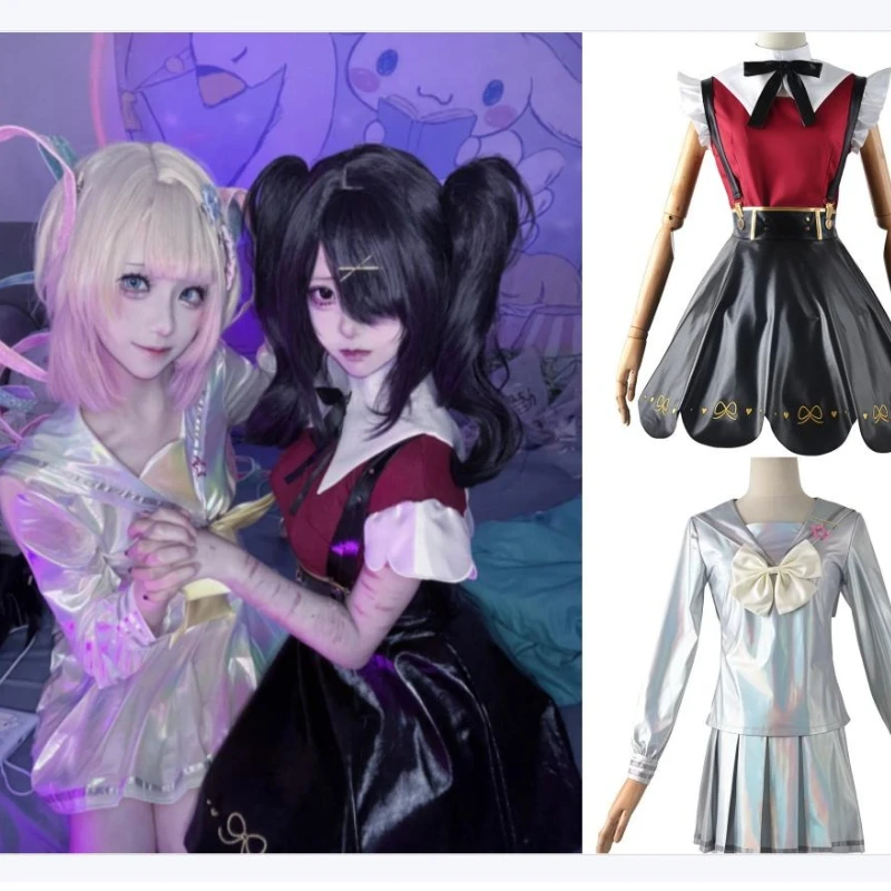 

Needy Girl Overdose Cosplay Costume Candy Super Bunny Girl Laser Game JK Uniform Sailor Dress Set with Hair Clip Accessories