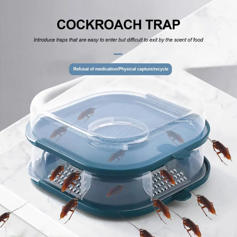 

Cockroach Trap Transparent Cover Wide Entrance Porous Design 360 Degree All Round Lure Cockroach Catch Box Case Kitchen Supply