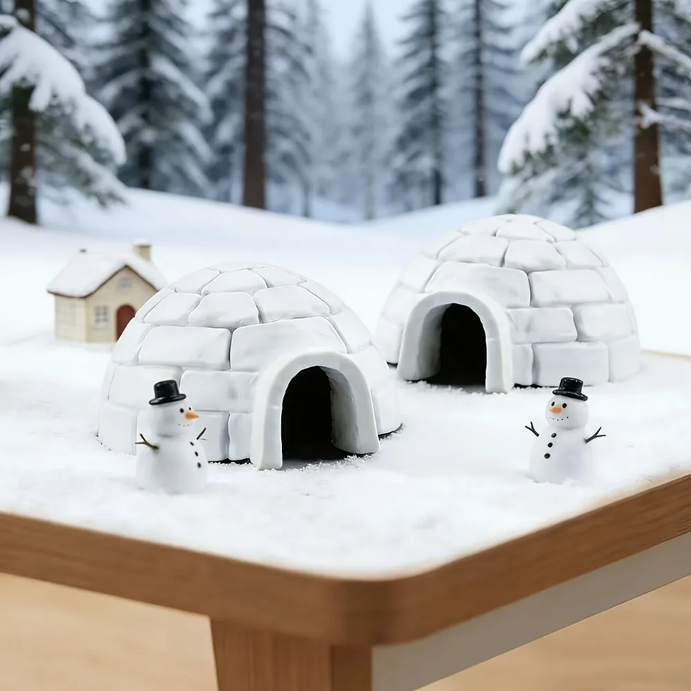 10pcs Mini Igloo Model Ornament Set - Durable Plastic Sculpture - Dollhouse Accessories - Arctic Architecture - Desktop Display