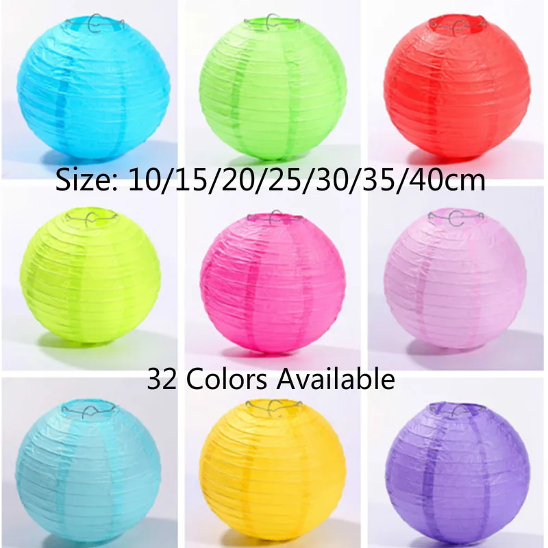 10-15-20-25-30-35-40cm Chinese Round Paper Lantern Ball Wedding Party Kids Birthday Party Christmas Decoration Babyshow Supplies