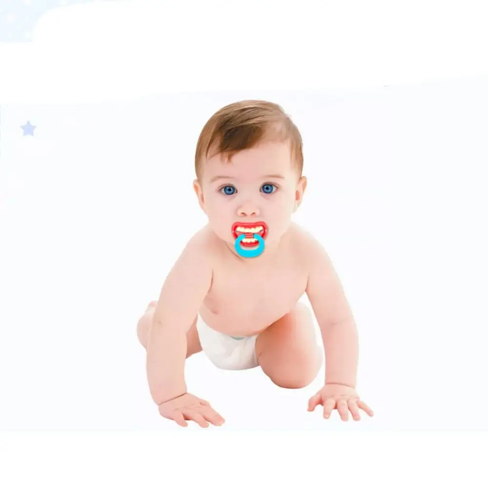 6 Colors Funny Cute Pacifier Novelty Teeth Baby Child Soother Soft Pacifiers with Teeth Food Grade Silicone Pacifier for Babies