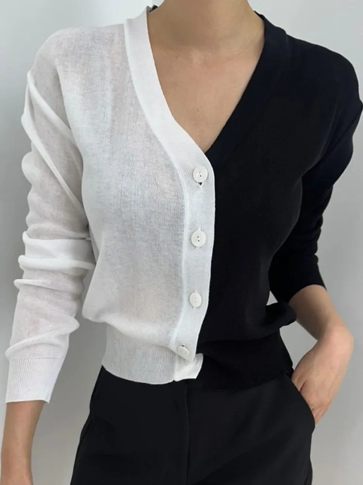 Top de verão de malha leve para mulheres e com ar condicionado protetor solar design com decote em v manga curta estil...