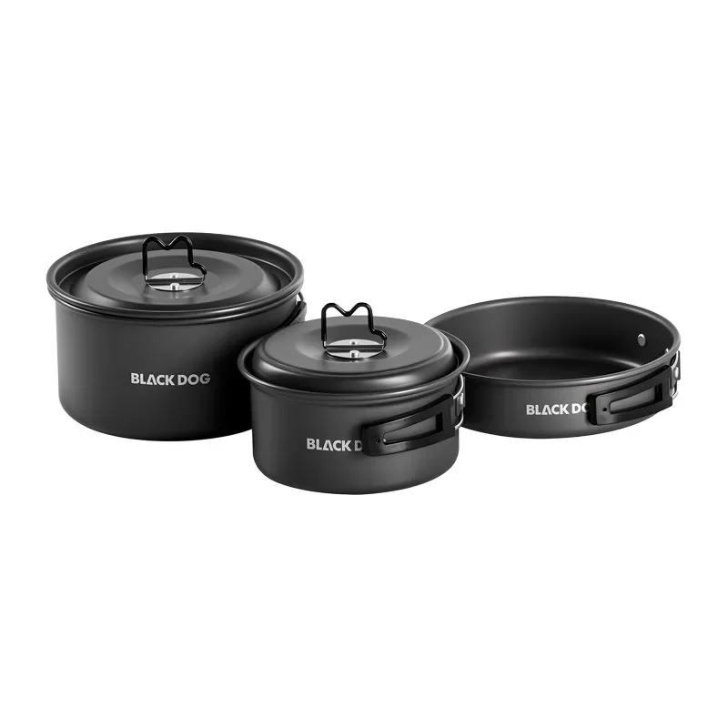 بلاك دوج التخييم السفر التخييم في الهواء الطلق تجهيزات المطابخ المحمولة الألومنيوم لوازم وعاء مجموعة كاملة سبائك وعاء مجموعة التخييم #5