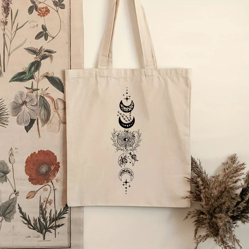 Have Yourself A Merry Little Solstice Pattern Tote Bag, Trendy Folding Canvas Shoulder Bag For Daily Commute Shopping Bag