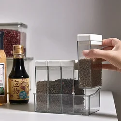 4PCS/Set Combination Pepper Salt Shakers Seasoning Spice Jar Container Kitchen Spices Storage Box with Tray