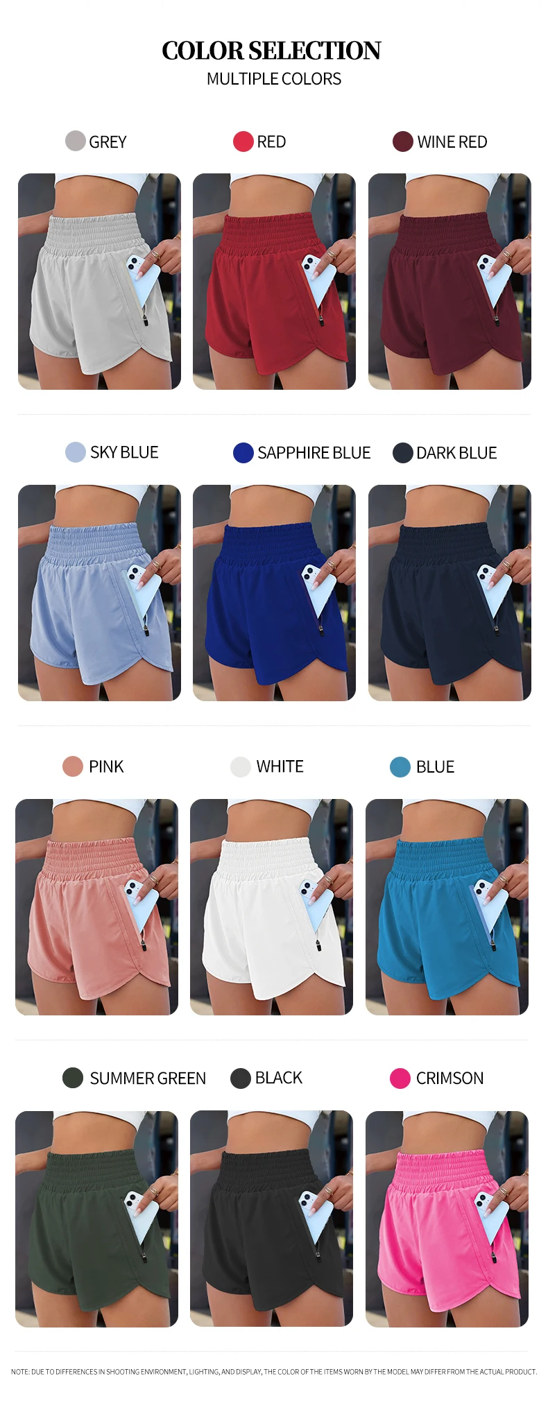 Women's High-Waist Elastic Running Shorts with Pockets Quick-Dry Exercise Sport… - Image 6