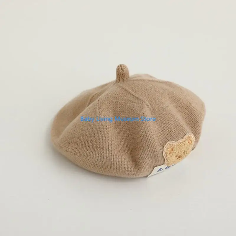 

P31C Kids Knitted Bear Pattern Hat Adjustable Children Knit for Boy Girl