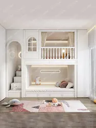 Litera con tobogán personalizada para habitación de niños, casa de árbol, castillo, espacio independiente, cama para niñas