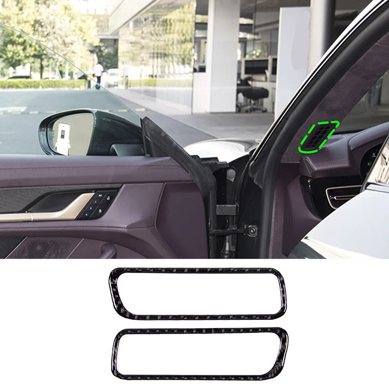 

For Porsche Taycan 2019 2020 2021 2022 Soft Carbon Fiber Car A-pillar Air Outlet Cover Trim Sticker Car Accessories