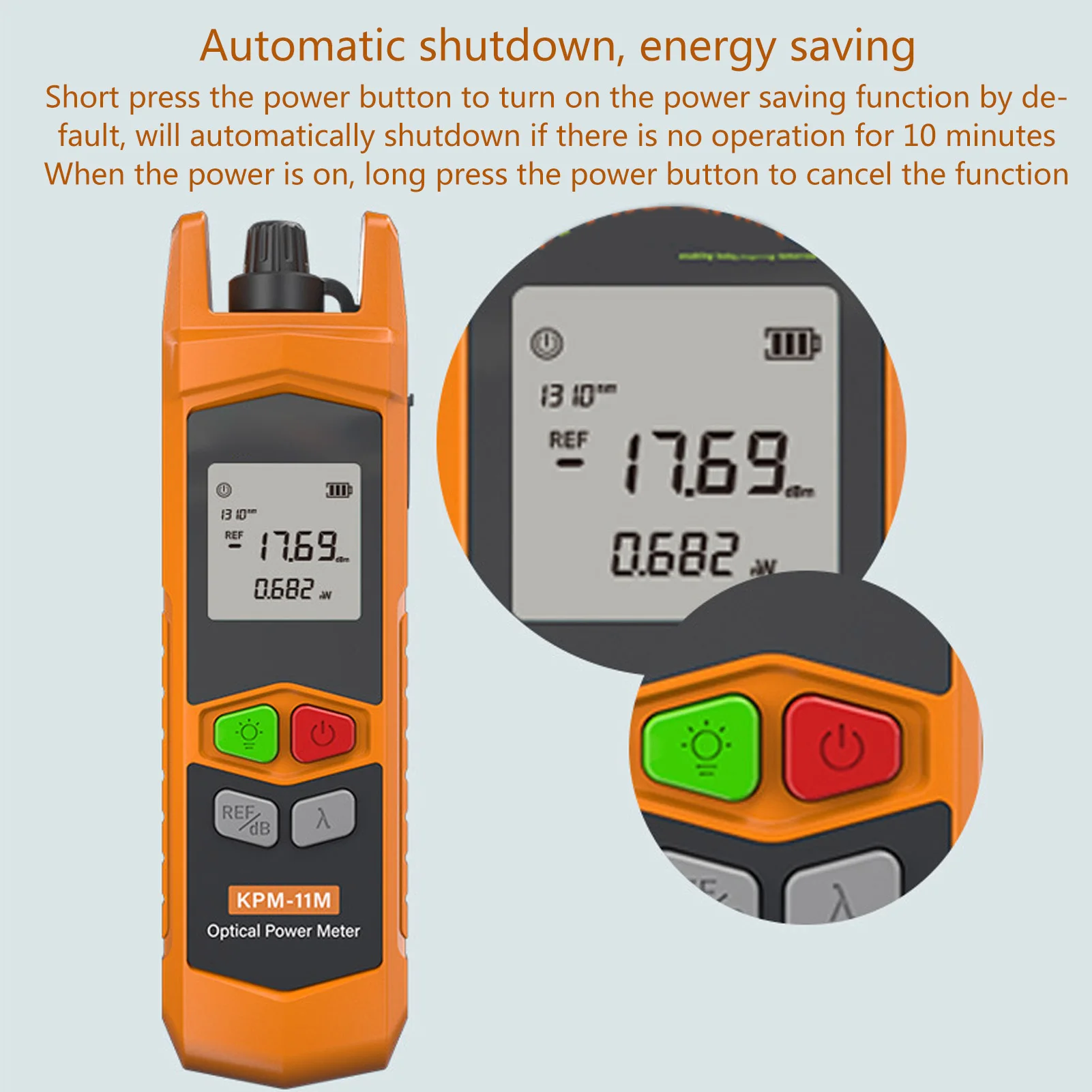 Medidor de potência óptica de fibra portátil, alta precisão, 7 comprimentos de onda, mini testador de energia óptica de fibra, localizador visual de falhas com led