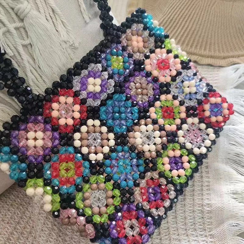 Piccola borsa di perline borsa a tracolla di design trasparente acrilico perle di cristallo scatola di perline di pietra Totes borsa da donna borsa