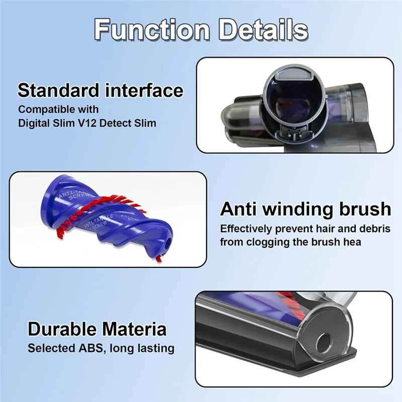 A02V-Für Dyson V12 Detect Slim/V10 Digital Slim/SV18/SV20 Kompatibel Anti-Tangle Bürstenkopf Ersatzteile Vakuum