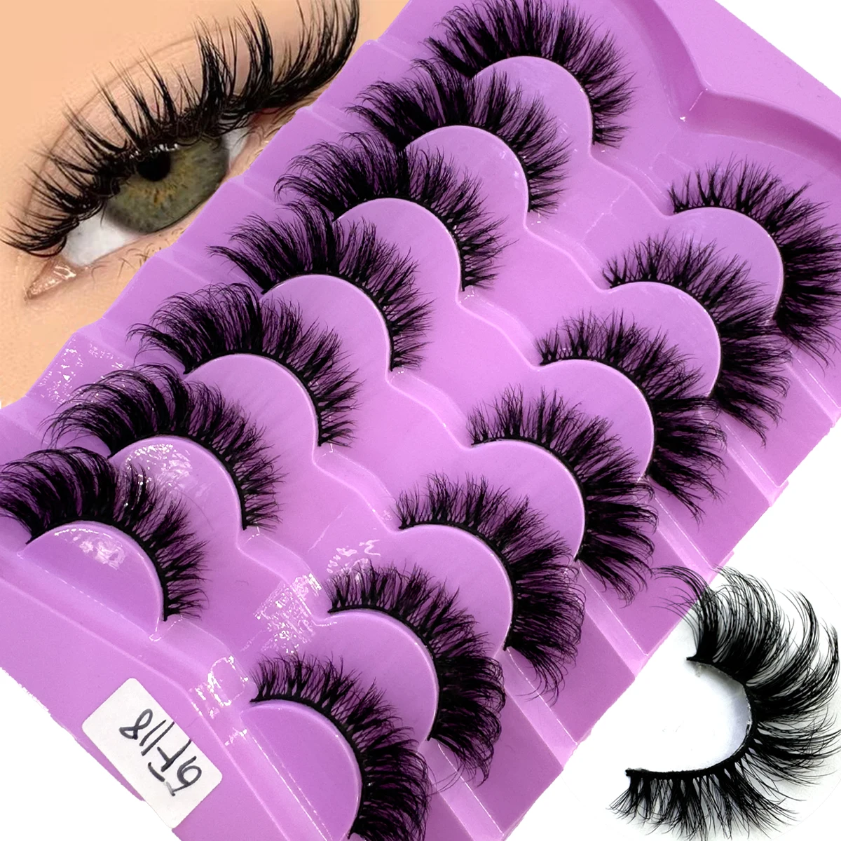 NEW 7Pairs Lashes manga Lashes 3D Mink Lashes Natural Look Wispy Mink Eyelashes Fluffy Cat Eye Lashes Pack Fake Eyelashes