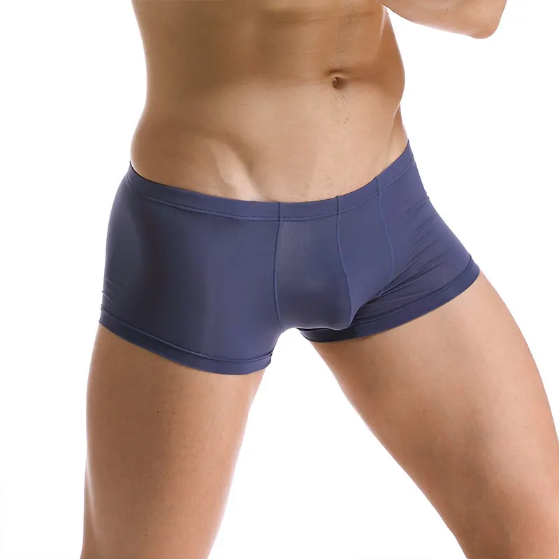 Sexy U convexo bolsa de gelo seda cuecas masculinas, cuecas masculinas sem costura, ultra-fino respirável boxer shorts, confortável calcinha