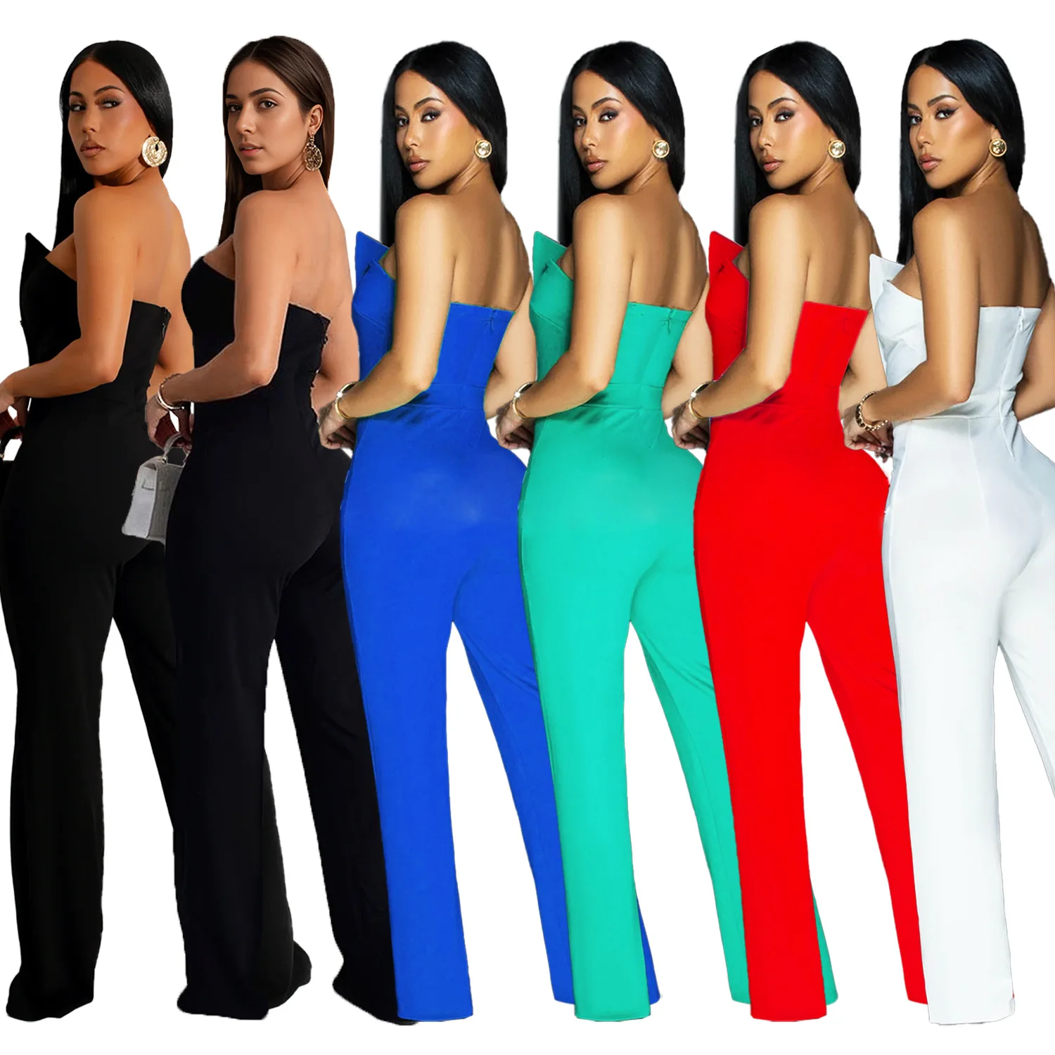 2025 gorący styl modne guziki damskie kombinezony seksowne bez ramiączek bez rękawów letnie Casual wakacje pajacyki odzież imprezowa