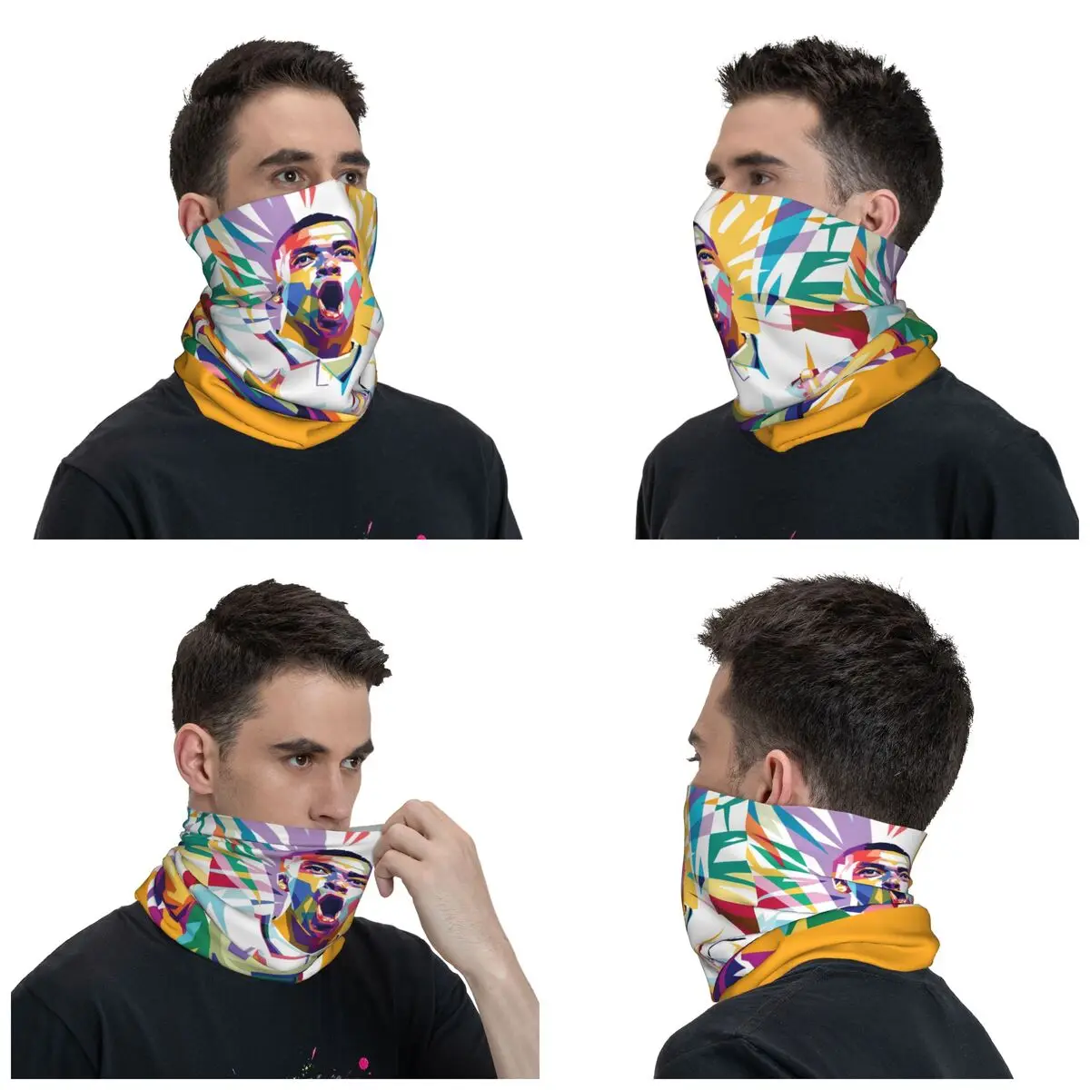 Custom Soccer Gift Mbappes Pop Art Bandana Winter Neck Warmer Women Windproof Wrap Face Scarf for Hiking Gaiter Headband