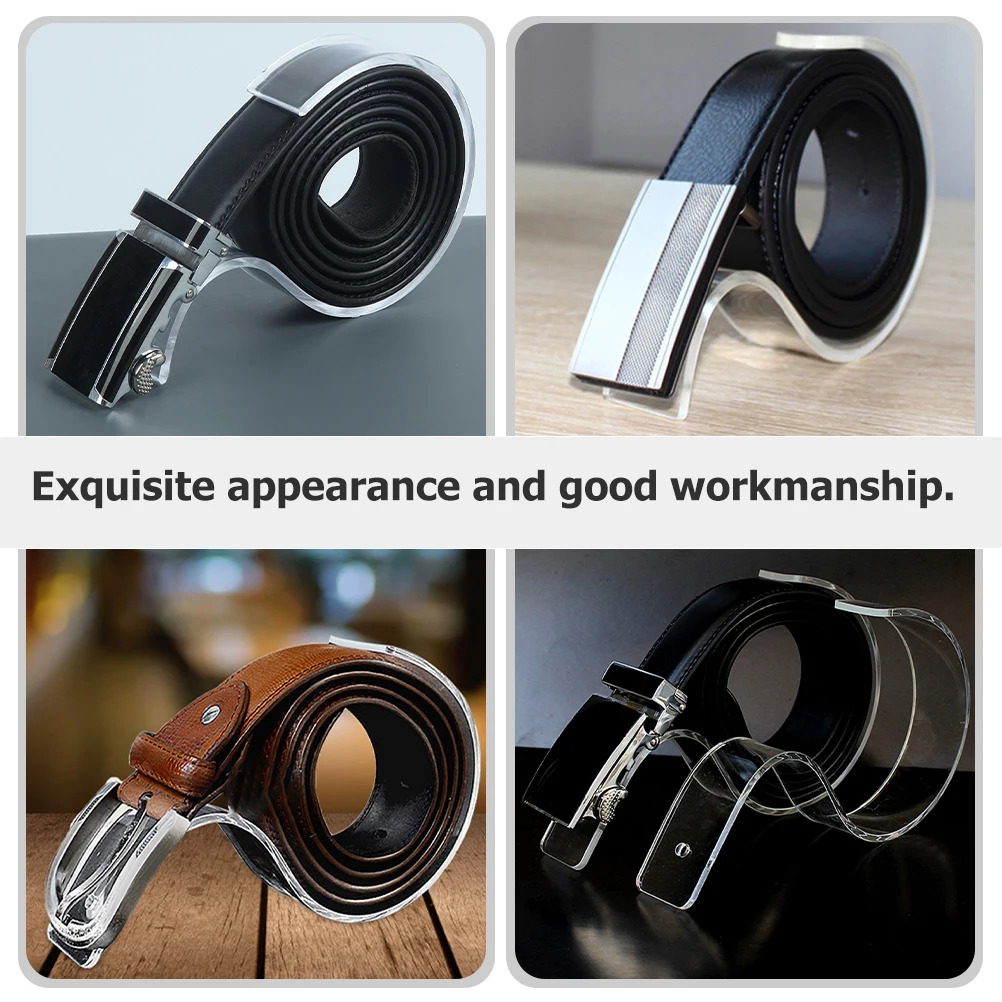 

8pcs Acrylic Belt Display Racks Transparent Storage Holders for Belts Shop Stand Decorative Shelf