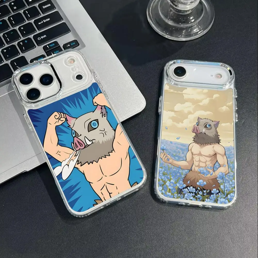 Hashibira Inosuke Demon Slayer Handyhülle für iPhone 17 16 15 14 13 12 11 Pro Max Xr Air Plus Silikon-Cover Silber Hartschale