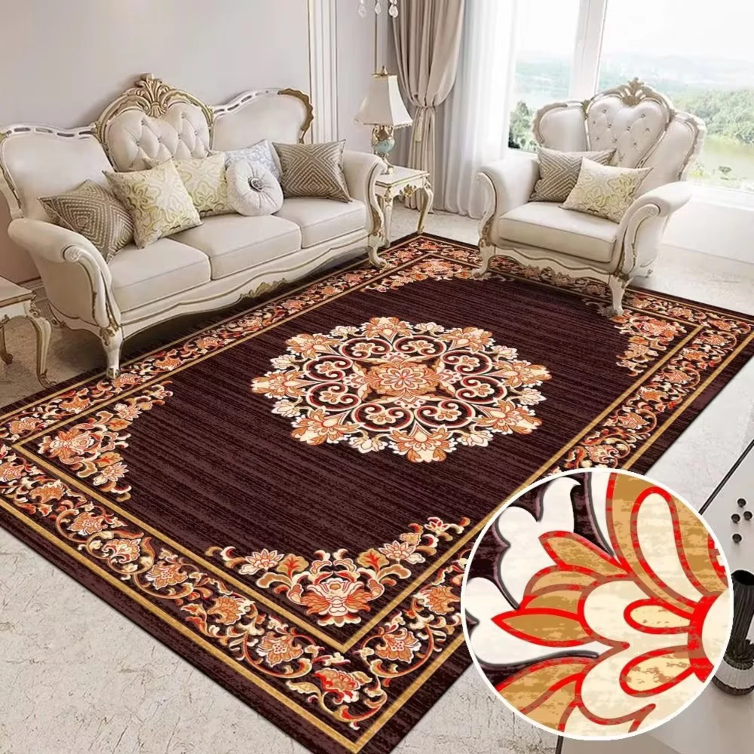 Sumptuous and Luxurious European-Inspired Crystal Velvet Coffee Table Carpet - Elegant Addition for the Living Room, Bedroom, or