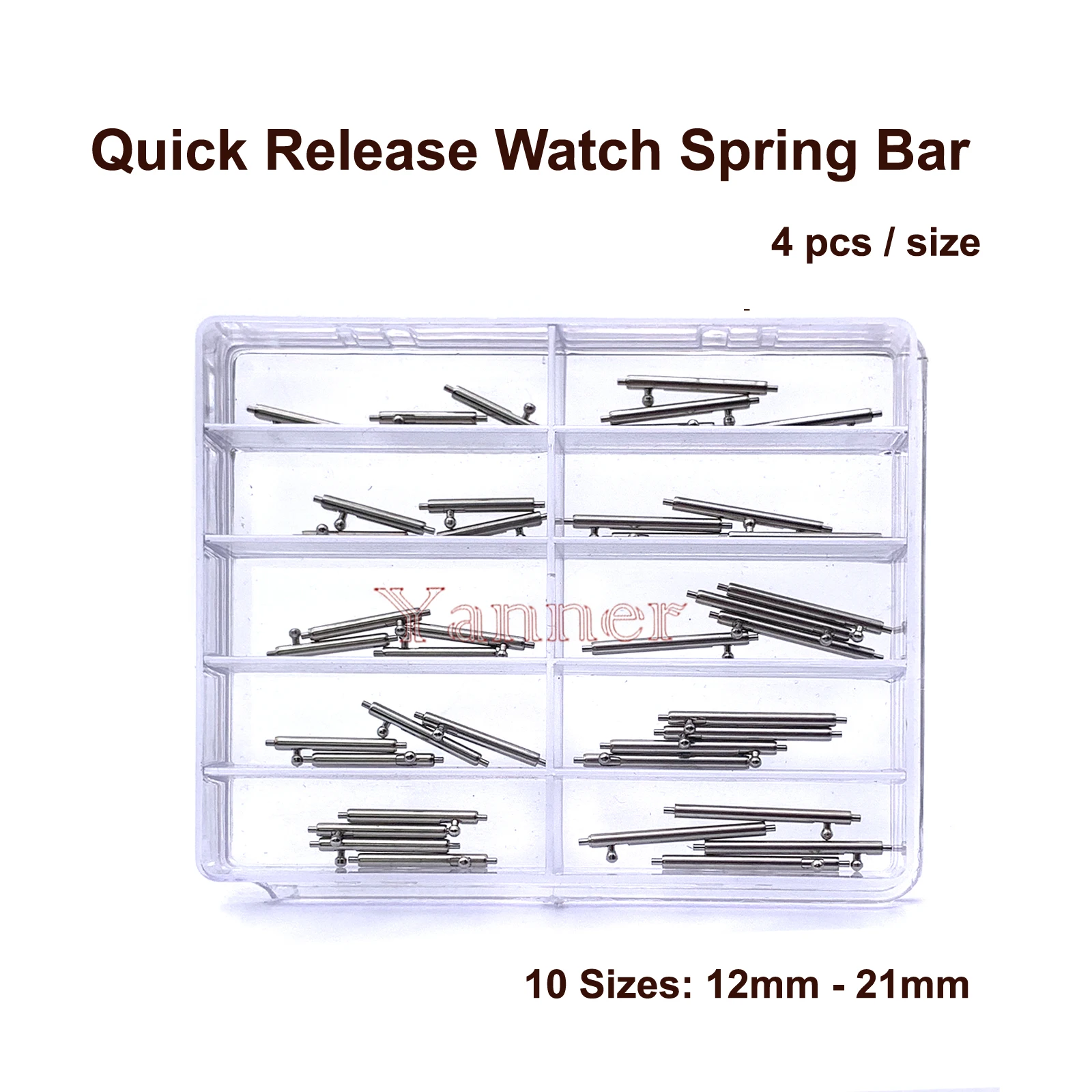 

40 pieces of 12-21mm Quick Release Stainless Steel Watch Accessories Spring Bars Pins Lugs Ideal for Watch Makers Repair Tools