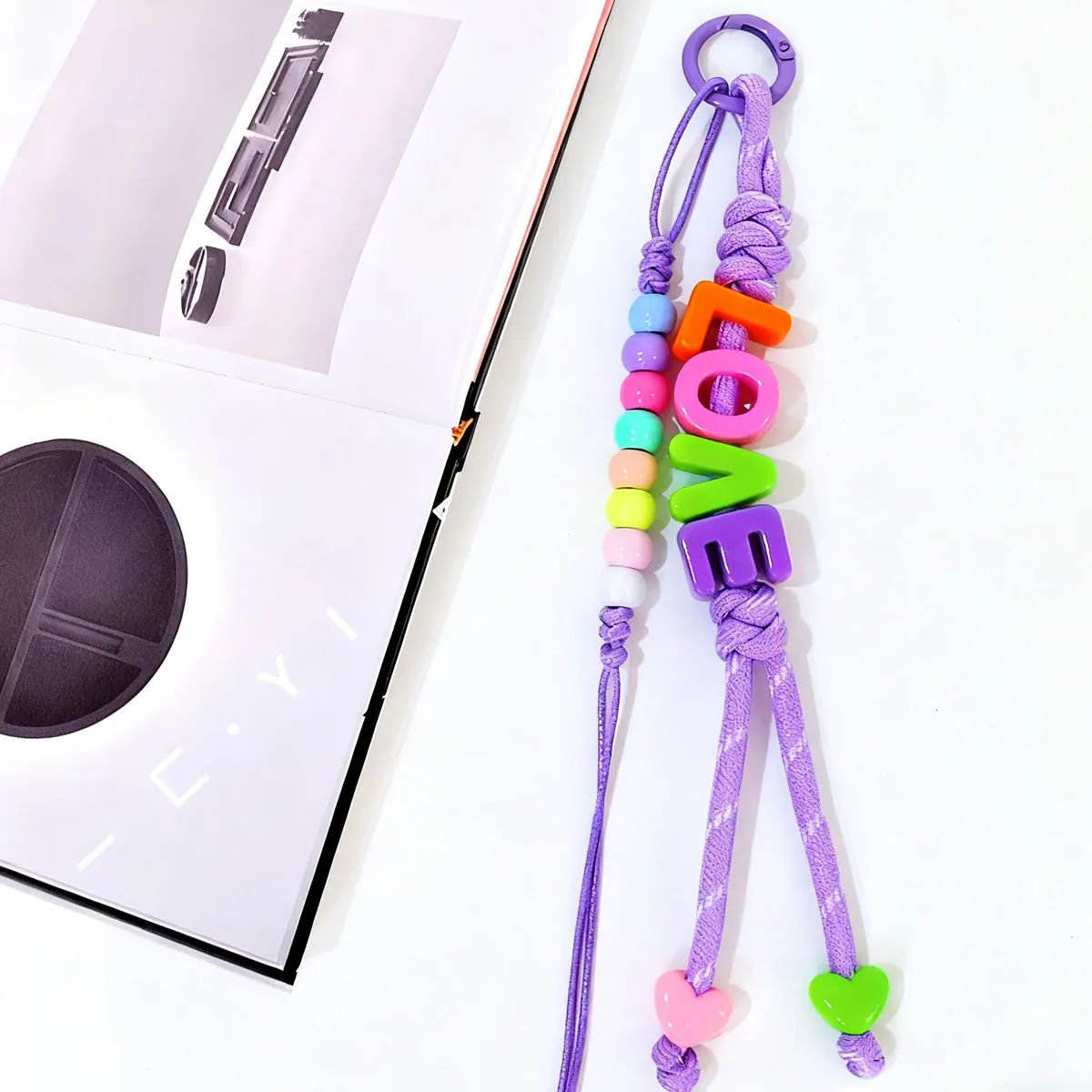 Personalized Colorful Braided Beaded Acrylic Letter Keychain