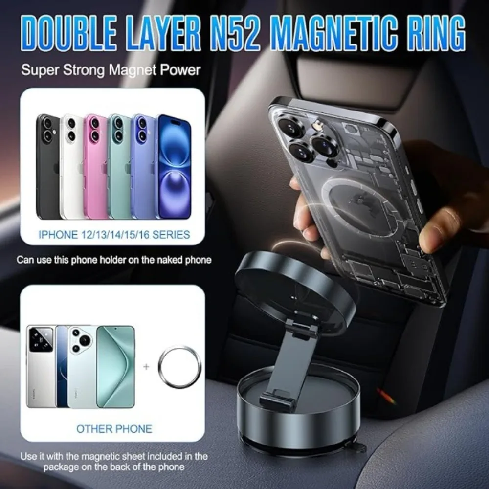 360° Rotatable Aluminum Alloy Car Phone Holder,Wall Mount,Waterproof,Compatible with Auto,Multi-Scene Use Vehicle Dashboard