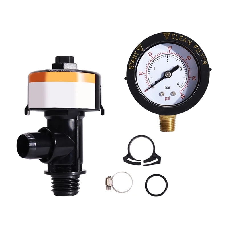 98209800 High Flow Manual Relief Valve/Air Relief Manual Valve Assembly With Pressure Gauge For Pool And Spa Filter