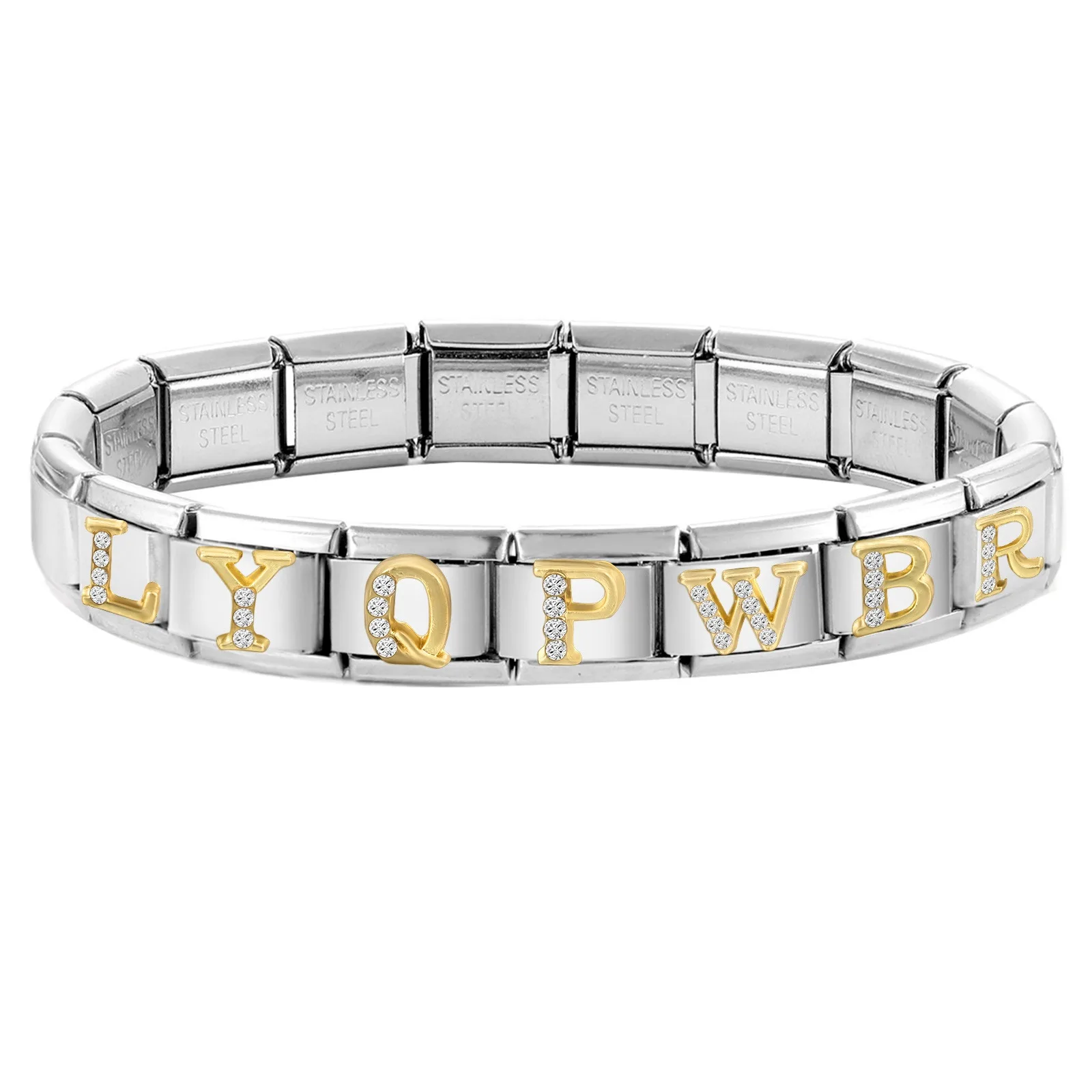 1 Stück 304 Edelstahl Italienische Charm-Anhänger 26 Englische Buchstaben Passend für 9mm DIY Armband Schmuckherstellung 10mm x 9mm Personalisiert – Detail 7
